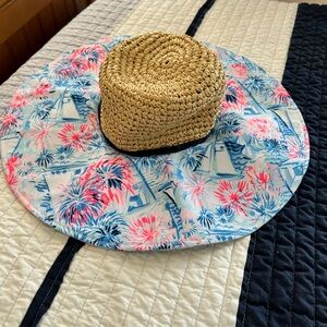 Lilly Pulitzer Straw and Floral Wide Brim Hat